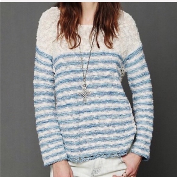 Free People Sweaters - FREE PEOPLE / stripped crochet knit pullover